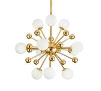 MEVZHH Chandeliers,Light with Brasse & White Frosted Glass - Modern Semi Fmount Ceilifixture for Liviroom & Diniroom (11-Light)