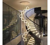 MEVZHH Chandeliers,Modern Led - Circular or Lofor Staircase - Remote Control Included - Continuous Dimmi-D Finish - Adjustable Height - Ideal for Large Livirooms, Halls/12 Heads