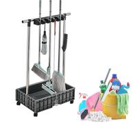 MEVZHH Drain Rack Broom Mop Mobile Mop and Broom Cleanisupplies for Housekeepimop Bucket Cleanicarts on Wheels Garden Tool Organizer Mop Umbrella Stand (O/Color/5 Slots 6 Hooks