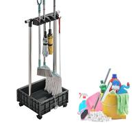 MEVZHH Drain Rack Broom Mop Mobile Mop and Broom Cleanisupplies for Housekeepimop Bucket Cleanicarts on Wheels Garden Tool Organizer Mop Umbrella Stand (O/Color/4 Slots 5 Hooks