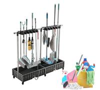 MEVZHH Drain Rack Broom Mop Mobile Mop and Broom Cleanisupplies for Housekeepimop Bucket Cleanicarts on Wheels Garden Tool Organizer Mop Umbrella Stand/Color/5 Slots 6 Hooks