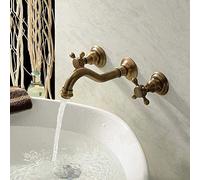 MEVZHH Faucet Brass Split Double The Basin Taps into The Wall Three-Hole Three-Piece Antbathtub Faucet Bathroom Cabinet Mixed Elegant Kitchen Tap