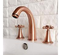 MEVZHH Faucet Taps Red Wide Double Handle Bathroom Vanity Faucet with 3 Hole Basin Faucet on Deck Kitchen Tap