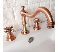 MEVZHH Faucet Taps Red Wide Double Handle Bathroom Vanity Faucet with 3 Hole Basin Faucet on Deck Kitchen Tap