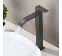 MEVZHH Faucets,Counter Top Cold Water Sink Taps for Bathroom Waterfall Single Lever High Rise Basin Mixer Tap G1/2,White/Grey