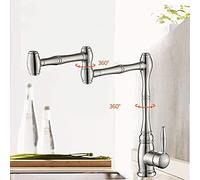 MEVZHH Faucets,Lead-Articulatikitchen Faucet 304 Stainless Joint and 360 Degree Wall Mount Contemporary Stylerushed Finish Present