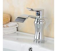 MEVZHH Faucets,Modern Brushed Color Finish Bathroom Tall Basin Faucet Waterfall Sink Mixer Tap Single Handle Single Hole Widespread Counter Top Lavatory Faucets/Short Present