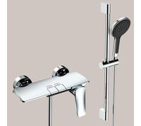 MEVZHH Faucets,Waterfall Bath Shower Mixer Tap Wall Mounted 2 Holes Bath Mixer Taps with Shower,Black/Chrome Plated