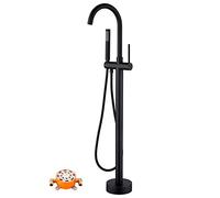 MEVZHH Faucetsstandibathtub Faucet 360° Rotatable High Arc Floor Mounted Tub Tap Brass Single Handlestandibath Tap with Handheld Showerstanditub Faucet/Black/Ty C
