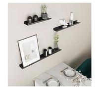 MEVZHH Floatishelves,Set of 3 Floatiwall Shelves Stylish Wall Mounted Shelves for Bedroom Bathroom Kitchen Liviroom for Plants Picturees and Art Decor/3Pcs Black/Size