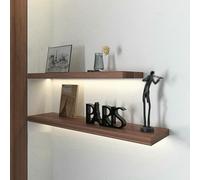 MEVZHH Floatishelves,with Integrated Led Lighti& Brackets for Displayiphotos Books & Trophies in Homes Bars Hotels - Modern Wall Decor/Couleur Du Bois D'Origine./80 cm