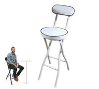 MEVZHH Foldibar Stool Breakfast Padded Counter Chair Backrest Footrest Bistool Space-Savikitchen Coffee Shop/Blanc/60Cm/24Inch