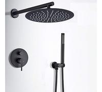 MEVZHH Kitchen Faucets,Shower System Matte Black Shower Faucet Concealed Brass Rainfall Shower Mixer Tap Single Handle Bathroom Rain Hot Cold Water Tap,12 inch Shower Set/8 inch Shower Set