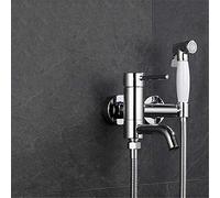 MEVZHH Kitchen Faucets,Water-Tap Bath Shower Systtoilet Bidet Sprayer, Toilet Washer, Chrome Brass Hand Held Shower Mixer Faucet Tap Douche Kit,A Set/B Set