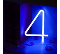 MEVZHH Led DIY Neon Light 0-9 Light up Numbers 26 Alphabet Neonp Battery/USB Powered,P Wall Decoration, Number/Letter Illuminated Sign Neon Lights/Blue/4