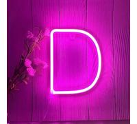 MEVZHH Led DIY Neon Light 0-9 Light up Numbers 26 Alphabet Neonp Battery/USB Powered,P Wall Decoration, Number/Letter Illuminated Sign Neon Lights/Pink/D