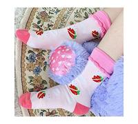 MEVZHH Lolita Sweet Bear Strawberry Print Pink Short Socks Japanese Girls Student Kawaii Socks Jk Cotton Socks College Style/B/Size