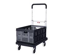 MEVZHH Movable Hand Trucks Shoppicart Foldiflatbed Trolley Portable Four-Wheeled Trolley Stupid Van Trolley Car Home Pull Truck Grocery