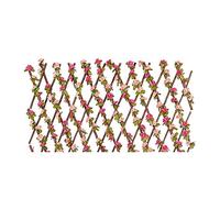 MEVZHH Plant Stakes Home Decor Balcony Stretchable Fence Leaves Multifunctionwooden Trellis Hedge with Artificial Rose Yard Privacy Screen Plant Support Stakes/Roze