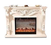 MEVZHH Portable Fireplace Electric Fireplace Insert Firebox Burner Fireplace Set Wooden Mantel with Artificial Led Optical Flame Decoration Chimney Electric Fireplace/White Without Heater