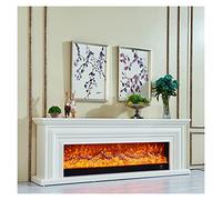 MEVZHH Portable Fireplace Electric Fireplace Set Chimneypiece W200Cm Wooden Mantel Plus Burner Artificial Led Optical Flame Decoration Electric Fireplace/White Without Heater