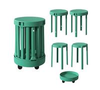 MEVZHH Set of 4 Colorful Stackable Plastic Bar Stools Height Portable for Kitchen Island Diniroom Modern Saving/Vert