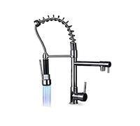 MEVZHH Shower Heads,High Arch Commercial Kitchen Sink Faucet with Sprayer,Contemporary Single Handle Led Kitchen Faucet,Easy to Install/Chrome Present