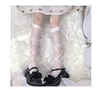 MEVZHH Soft Sister Sweet Lovelybandage Jacquard Mid Tube Socks Ultra-Thin Kawaii Heap Heap Sockssocks/White/Size