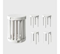 MEVZHH Stackable Bar Stools Set of Round Stools Adults Space Savingniture Home Office Classrooms Stylish Versatile/Blanc/No