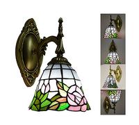 MEVZHH Style Wallps,1-Light,Stained Glass Shade Wall Light Fixtures, Modern Night Light for Bedroom Liviroom Hallway Bathroom Nightstandps