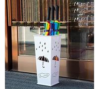 MEVZHH Umbrella Stands Metal Umbrella for Entryway Umbrella Stand Rack with Hooks Umbrella Bucket Hollow Out Umbrella Organizer for Home Office Decoration/Bianco