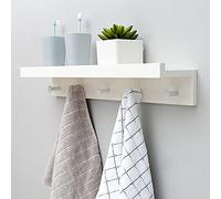 MEVZHH Wall Shelves,Floatiwall Shelf with Hooks for Hallway Bathroom Liviroom Bedroom - White 61.1 X 12 X 8 cm - Stylish Storage Solution for Home Decor