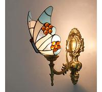 MEVZHH Wallps,Butterfly Wall Sconces, Stained Glass Kid's Room Night Light, Modern Retro Crystal Wall Light for Liviroom Bathroom Hallway Bedroom Bedsidep/1 Light N