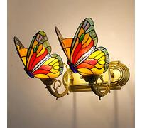 MEVZHH Wallps,Butterfly Wall Sconces, Stained Glass Kid's Room Night Light, Modern Retro Crystal Wall Light for Liviroom Bathroom Hallway Bedroom Bedsidep/2 Light G