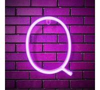 MEVZHH Wallps,Led DIY Neon Light 0-9 Light up Numbers 26 Alphabet Neonp Battery/USB Powered,P Wall Decoration, Number/Letter Illuminated Sign Neon Lights/Purple/Q