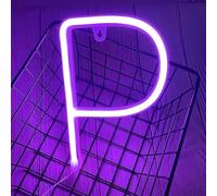 MEVZHH Wallps,Led DIY Neon Light 0-9 Light up Numbers 26 Alphabet Neonp Battery/USB Powered,P Wall Decoration, Number/Letter Illuminated Sign Neon Lights/Purple/P