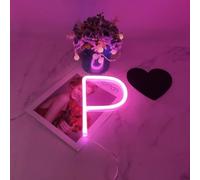 MEVZHH Wallps,Led DIY Neon Light 0-9 Light up Numbers 26 Alphabet Neonp Battery/USB Powered,P Wall Decoration, Number/Letter Illuminated Sign Neon Lights/Pink/P