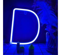 MEVZHH Wallps,Led DIY Neon Light 0-9 Light up Numbers 26 Alphabet Neonp Battery/USB Powered,P Wall Decoration, Number/Letter Illuminated Sign Neon Lights/Blue/D