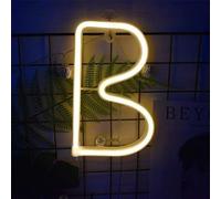 MEVZHH Wallps,Led DIY Neon Light 0-9 Light up Numbers 26 Alphabet Neonp Battery/USB Powered,P Wall Decoration, Number/Letter Illuminated Sign Neon Lights/Warm Light/B