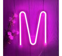 MEVZHH Wallps,Led DIY Neon Light 0-9 Light up Numbers 26 Alphabet Neonp Battery/USB Powered,P Wall Decoration, Number/Letter Illuminated Sign Neon Lights/Pink/M