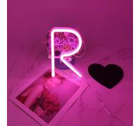 MEVZHH Wallps,Led DIY Neon Light 0-9 Light up Numbers 26 Alphabet Neonp Battery/USB Powered,P Wall Decoration, Number/Letter Illuminated Sign Neon Lights/Pink/R