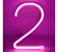 MEVZHH Wallps,Led DIY Neon Light 0-9 Light up Numbers 26 Alphabet Neonp Battery/USB Powered,P Wall Decoration, Number/Letter Illuminated Sign Neon Lights/Pink/2