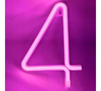 MEVZHH Wallps,Led DIY Neon Light 0-9 Light up Numbers 26 Alphabet Neonp Battery/USB Powered,P Wall Decoration, Number/Letter Illuminated Sign Neon Lights/Pink/4