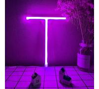 MEVZHH Wallps,Led DIY Neon Light 0-9 Light up Numbers 26 Alphabet Neonp Battery/USB Powered,P Wall Decoration, Number/Letter Illuminated Sign Neon Lights/Purple/T
