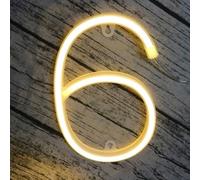 MEVZHH Wallps,Led DIY Neon Light 0-9 Light up Numbers 26 Alphabet Neonp Battery/USB Powered,P Wall Decoration, Number/Letter Illuminated Sign Neon Lights/Warm Light/6