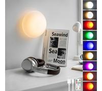 MEVZHH Wallps,Led Wall Sconce Lights Battery Operated with Remote Control, Round Kids Room Wallp 3000K-6000K+ Indoor Wall Light Cordless 3W Night Light USB