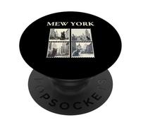 Mew York City Black Funny Cat Lover Internet Meme Graphic PopSockets Adhesive PopGrip