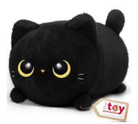 Mewaii 16'' Soft Black Cat Plush Pillow - Adorable Cuddle Plush Toy, Squishy Stuffed Animal for Kids, Adults, and Plushie Lovers, Perfect for Hugging and Relaxing