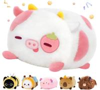 Mewaii 16'' Soft Strawberry Cow Plush Pillow Stuffed Animal Squishy Pillow - Fluffy Cuddle Plush Toy for Adults, Girls and Boys for Kids
