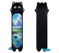 Mewaii 20in Artist-Designed Ultra Soft Long Cat Plush Body Pillow,Extra Stuffing for comfort,Premium Quality Stuffed Animal Gift for Boys Girls Kids(Butterfly Black Cat)